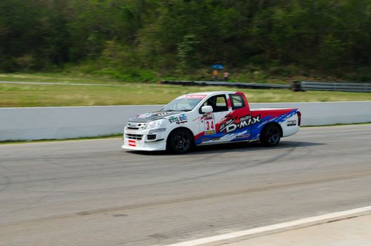 Nakhon Ratchasima, Thailand - March 9th:Unidentified car racing competitors during the "Thailand circuit 2013  " at Bonanza speedway on March 9th, 2013 in Nakhon Ratchasima, Thailand. 