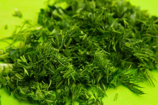 The cut fennel with parsley