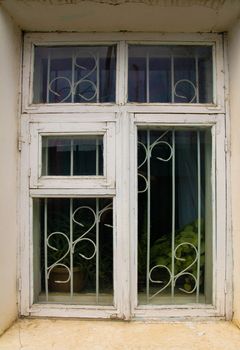 Old white wooden window