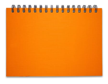 Orange notebook on the white background