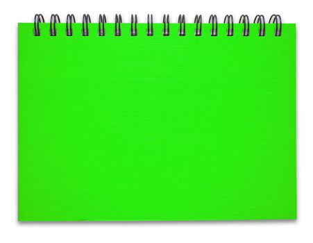 Green notebook on the white background