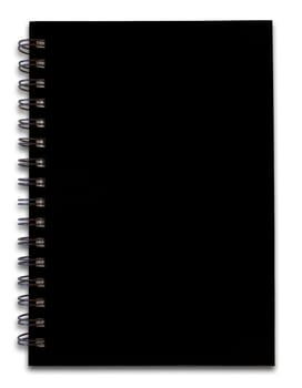 Black notebook on white background