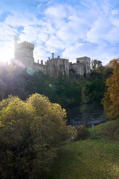 Lismore castle over looking the beautiful blackwater river in county Waterford Ireland