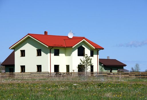 The modern house on a background of sky