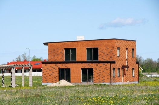 The new brick two-storeyed house
