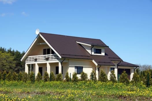 The modern house on a background of plants