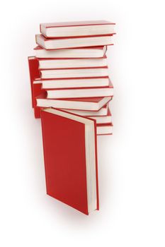 stack of red books isolated on white