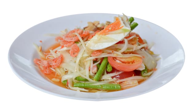  favorite Thai  spicy salad  on white background