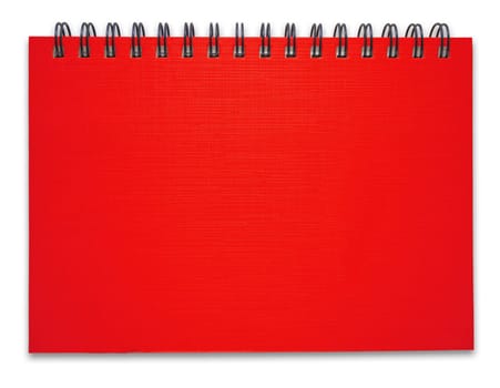 Red notebook on the white background