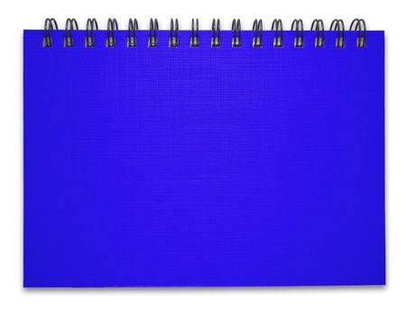 Blue notebook on the white background