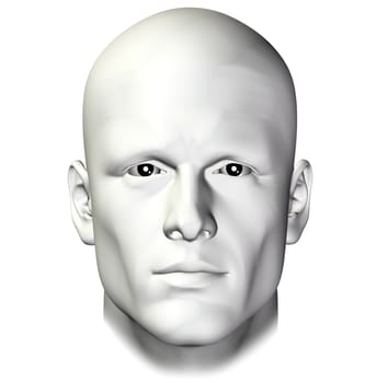 Man portrait on white background. 3d illustration design element.