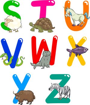 Cartoon Colorful Alphabet Set with Funny Animals