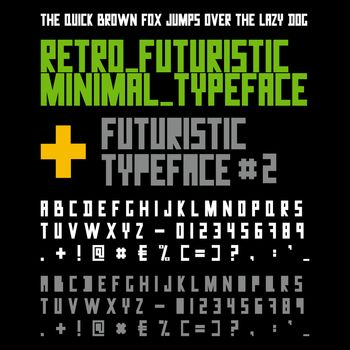 Retro futuristic propaganda typeface minimal bold font. Design element.