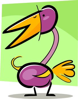 cartoon doodle illustration of cute funny bird