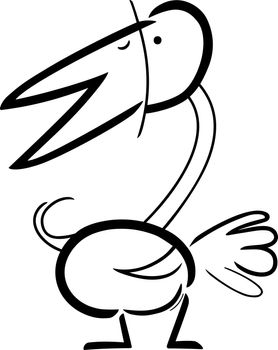 cartoon doodle illustration of funny bird for coloring book