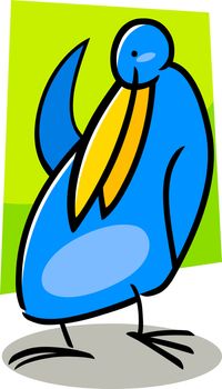 cartoon doodle illustration of cute blue bird