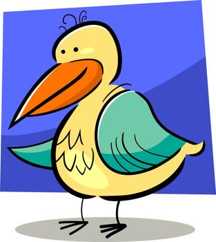 cartoon doodle illustration of cute colorful bird