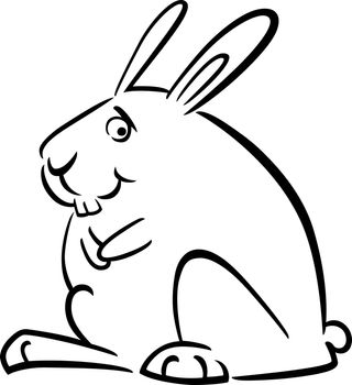 cartoon doodle illustration of cute bunny for coloring book