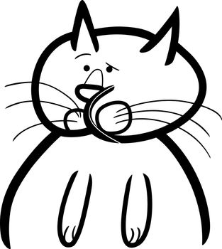 cartoon doodle illustration of cat or kitten for coloring book