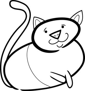 cartoon doodle illustration of cat or kitten for coloring book