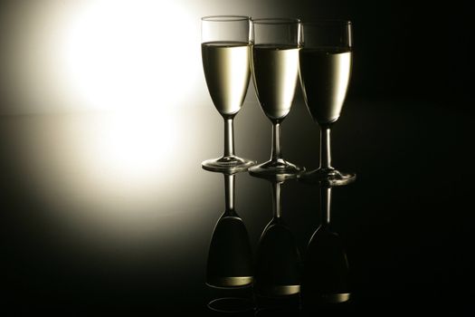 sparkling champagne wine glasses shot in studio