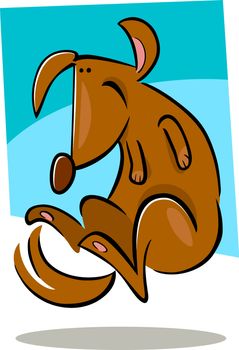 cartoon doodle illustration of happy brown dog