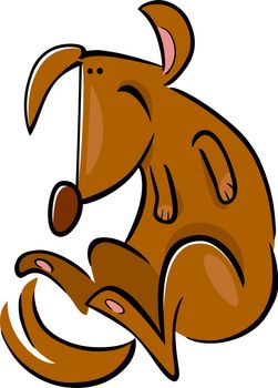 cartoon doodle illustration of happy brown dog