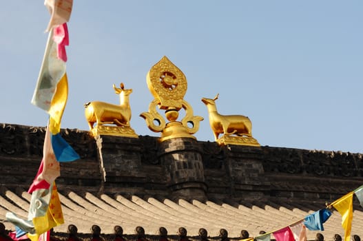 Golden roof of a historic Tibetan lamasery