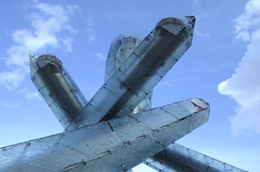 Horizontal closeup shot of 2010 winter games olympic torch in Vancouver