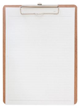 wooden clipboard with a blank piece of paper