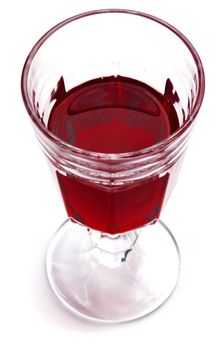 Glass of red wine on a white background.