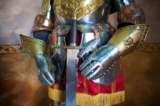 Close up image of medieval armor