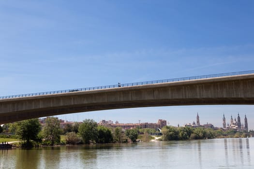 Detail of modern bridge over the river