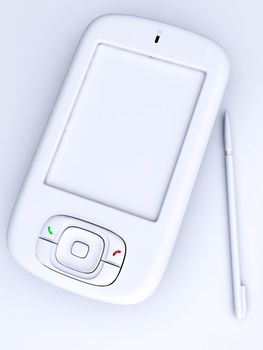 Modern white communicator or smartphone for use as an organizer and business assistant