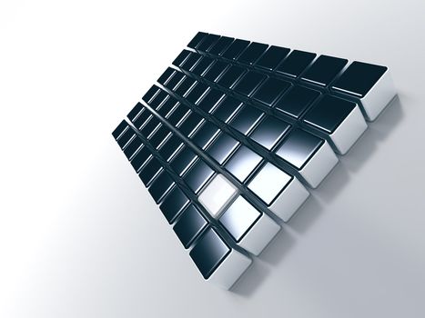 Abstract objects of the cubic form with a metal surface
