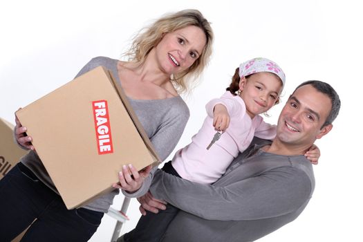 Happy family moving