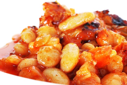 appetizing hot traditional serbian baked bean dish closeup