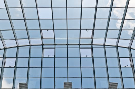 Photo of business center glass ceiling with window motors and heaters