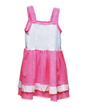 Kids dress with pink stripes isolated on white background