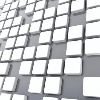 group of cubes of white color on gray background
