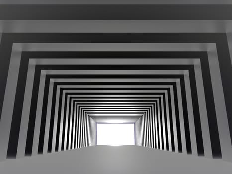 tunnel with columns and light making the way ahead