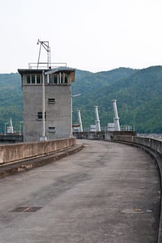 The Bhumibol Dam(formerly known as the Yanhi Dam) in Thailand. The dam is situated on the Ping River and has a capacity of 13,462,000,000 cubic meter.