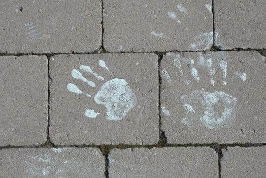 Close-up of some painted streets wiht chalk