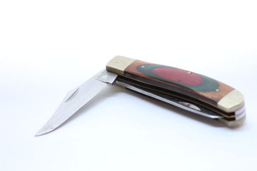 Pocket knife with open blade.