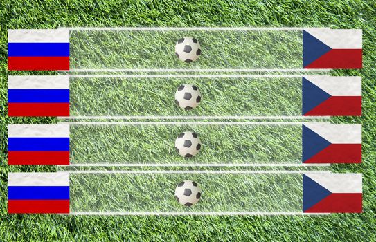 Plasticine Football flag on grass background for score (Group A)