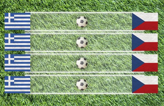 Plasticine Football flag on grass background for score (Group A)