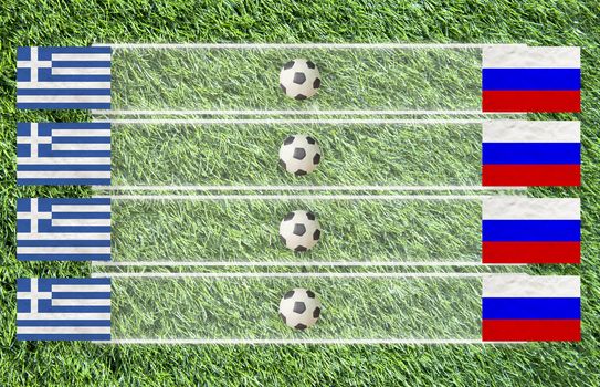 Plasticine Football flag on grass background for score (Group A)