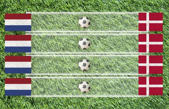 Plasticine Football flag on grass background for score (Group B)