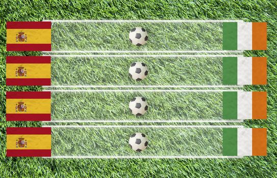 Plasticine Football flag on grass background for score (Group C)