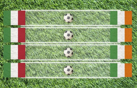 Plasticine Football flag on grass background for score (Group C)